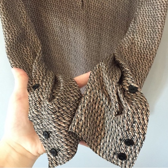 Vince Diagonal Print Silk Placket Blouse - Picture 5 of 6